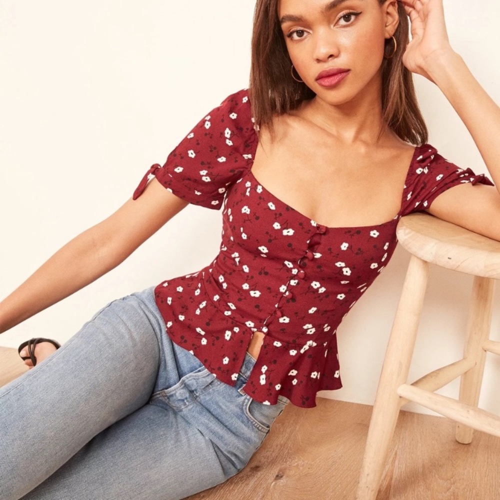 Reformation Holland Floral Blouse
